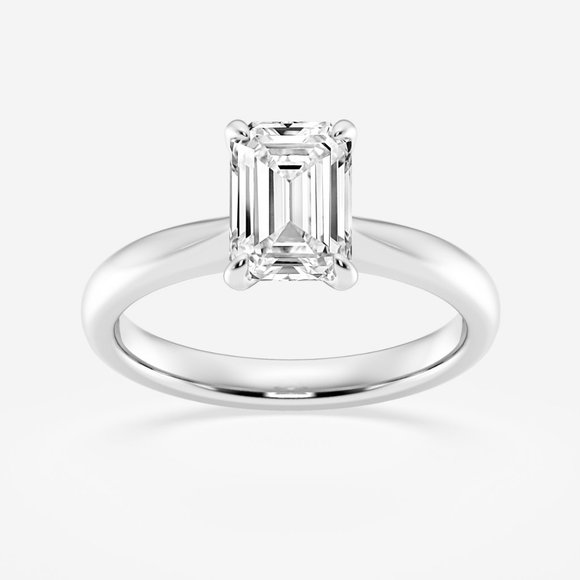 1 1/2 ctw Emerald Lab Grown Diamond Petite Solitaire Engagement Ring - Picture 1 of 6